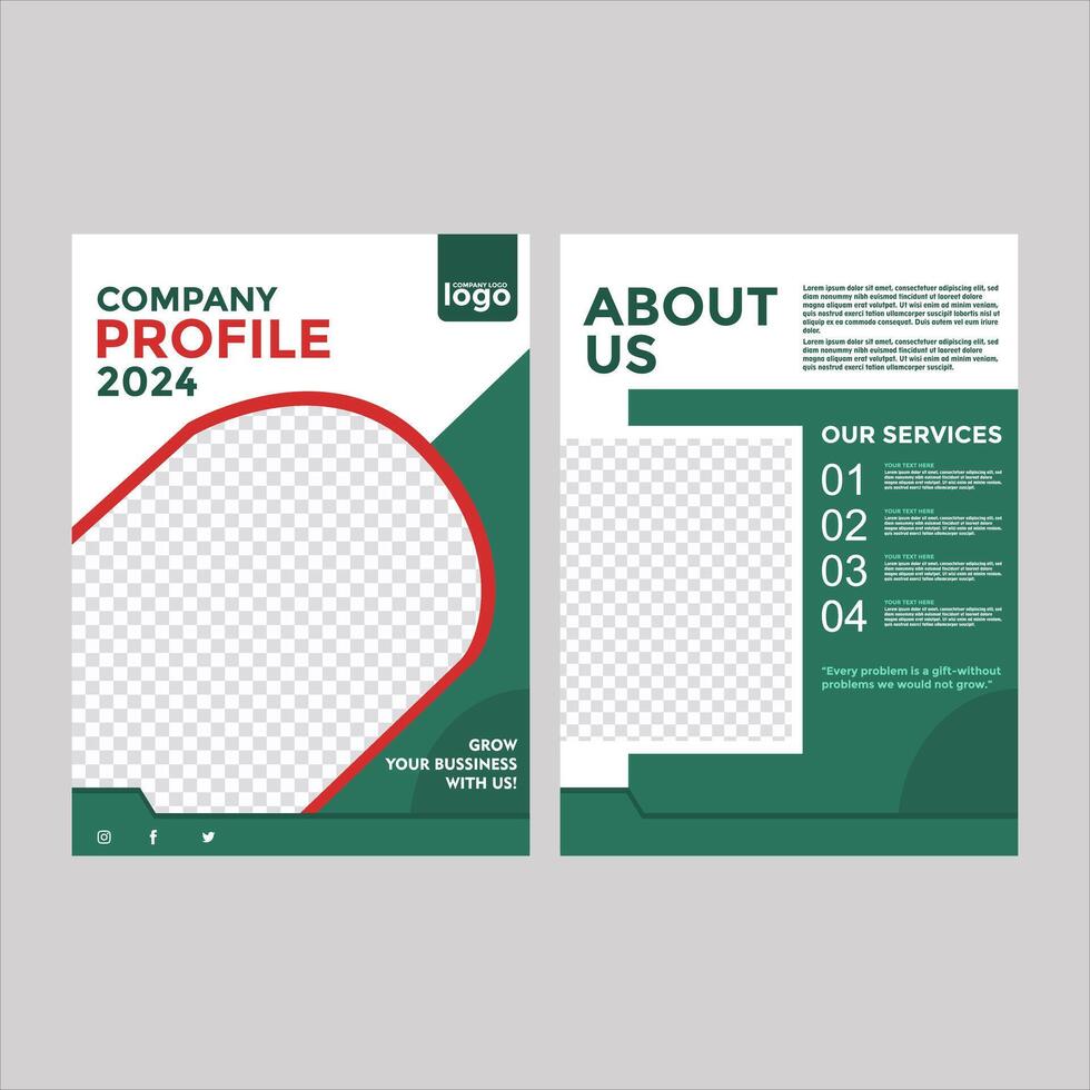 company profile template with a green background vector