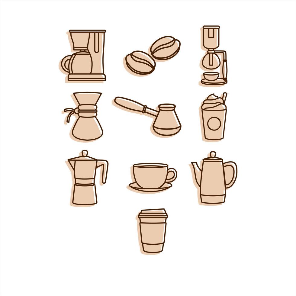line coffee icon set vector