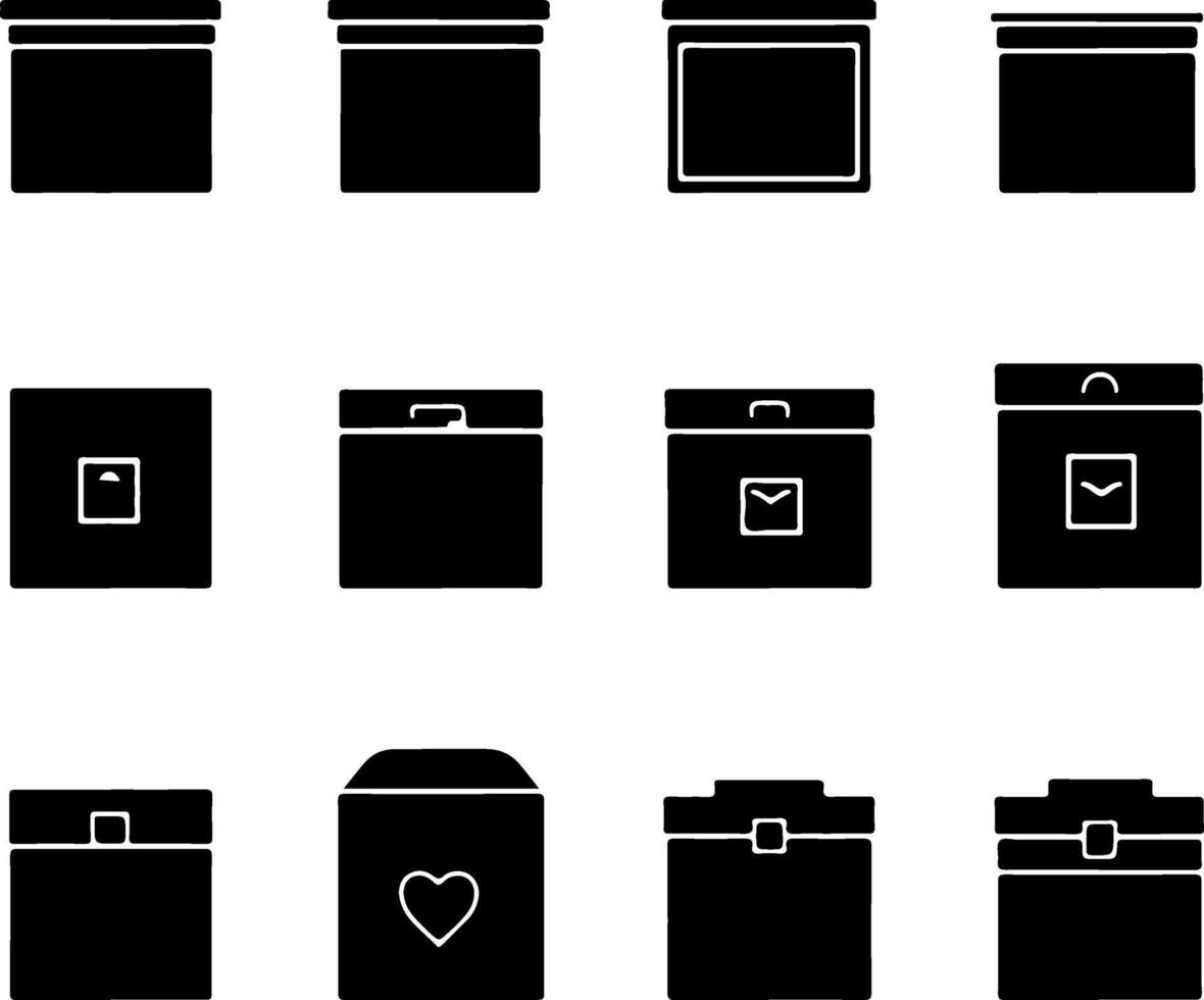 Silhouette Box Set Various Box Shapes Collection vector