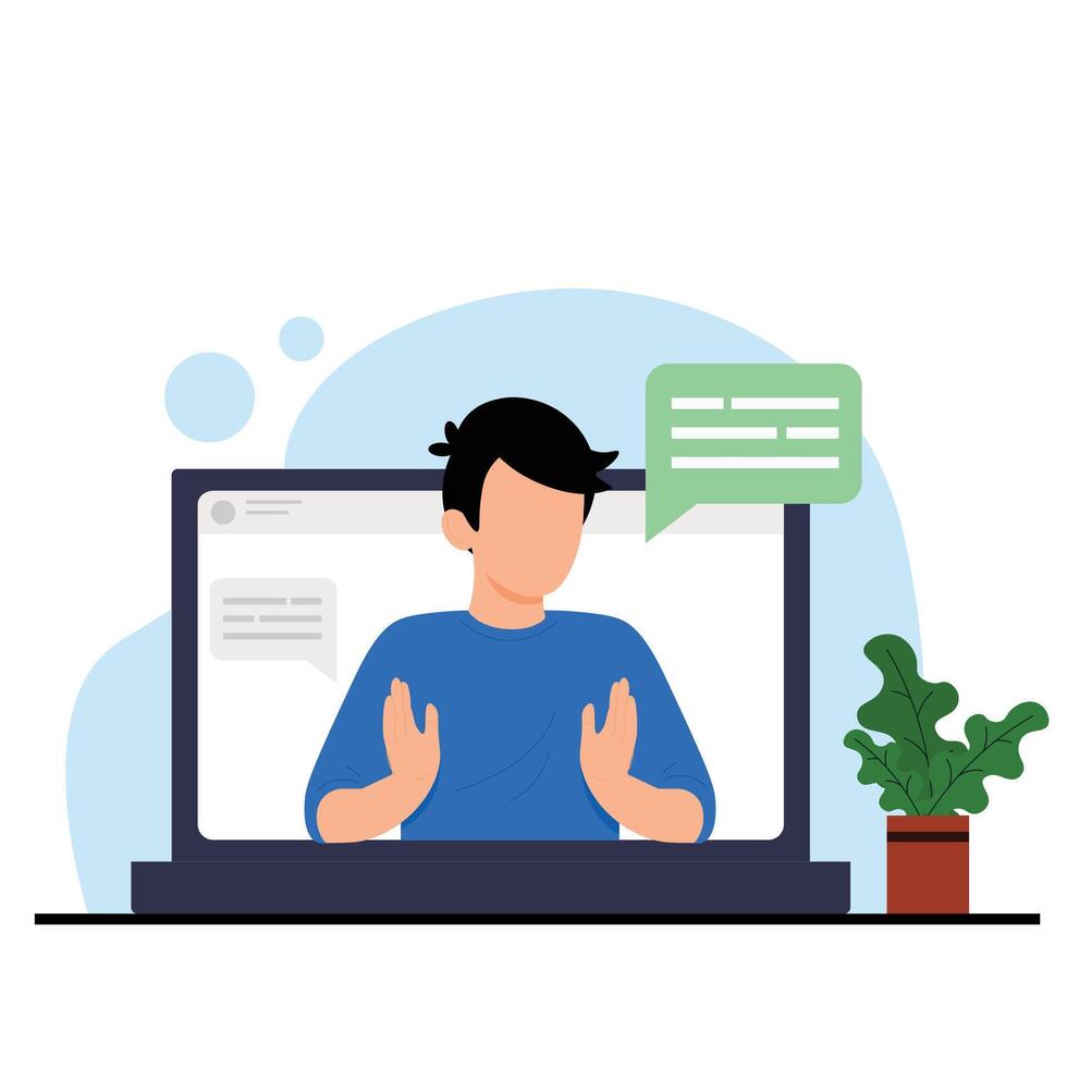 simple flat style online communication in meeting vector
