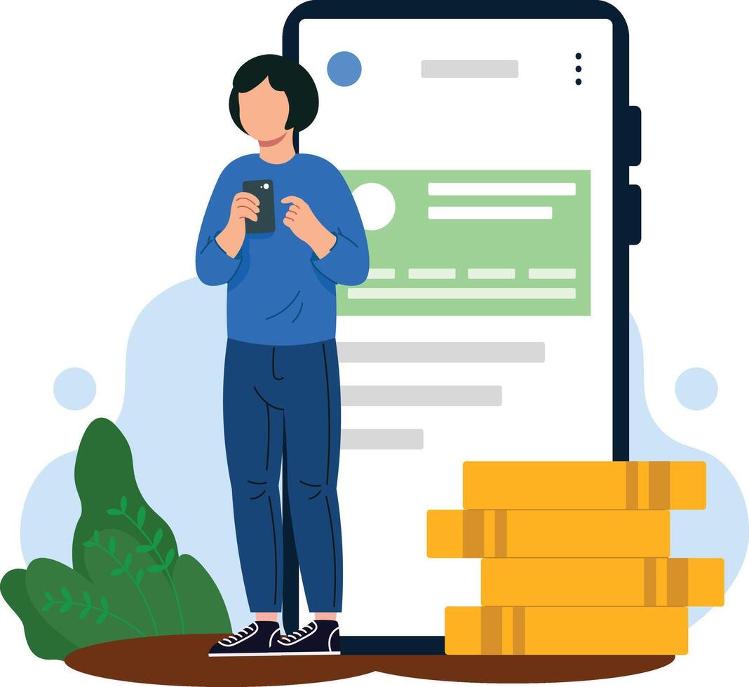 saving money on digital financial technology vector