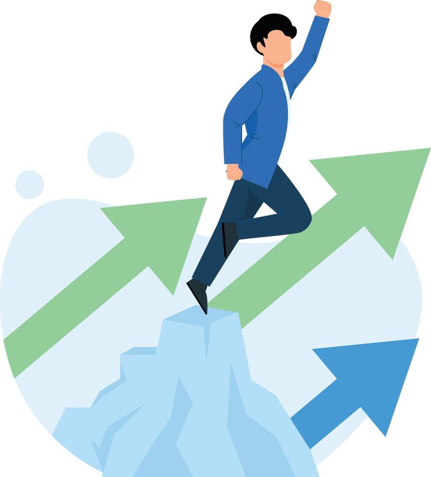 man raised up on business, job and career vector