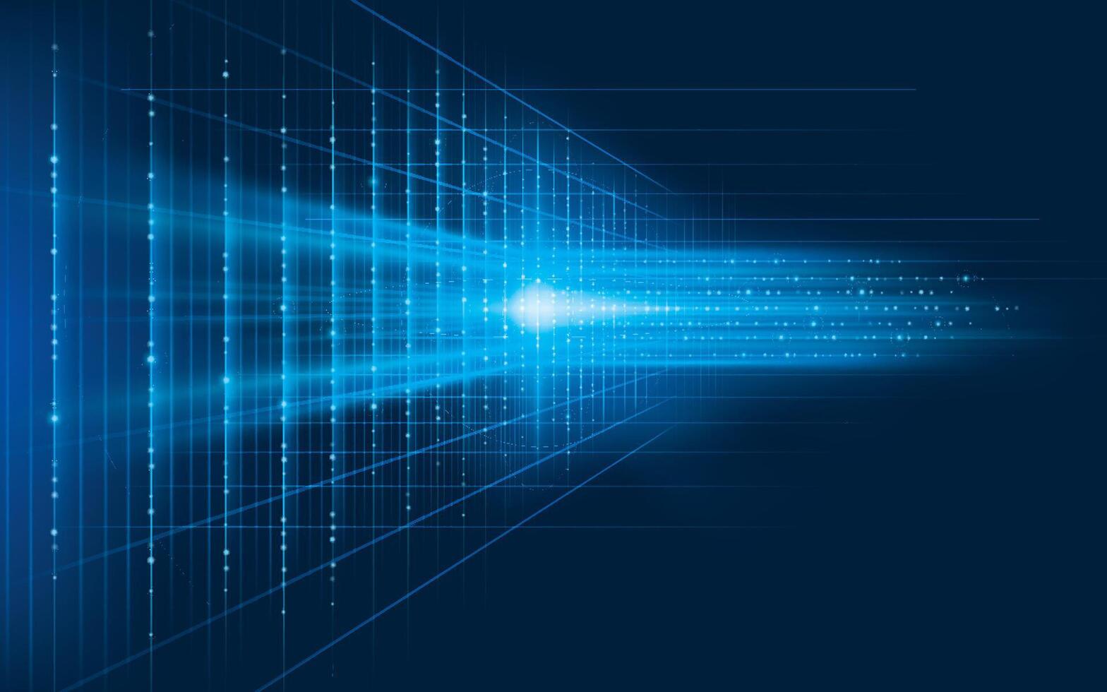 Abstract Technology blue light lines perspective moving to lighting effect on dark background. Glowing speed lines effect. vector