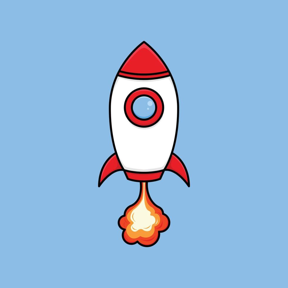 rocket space launch cartoon design concept idea vector