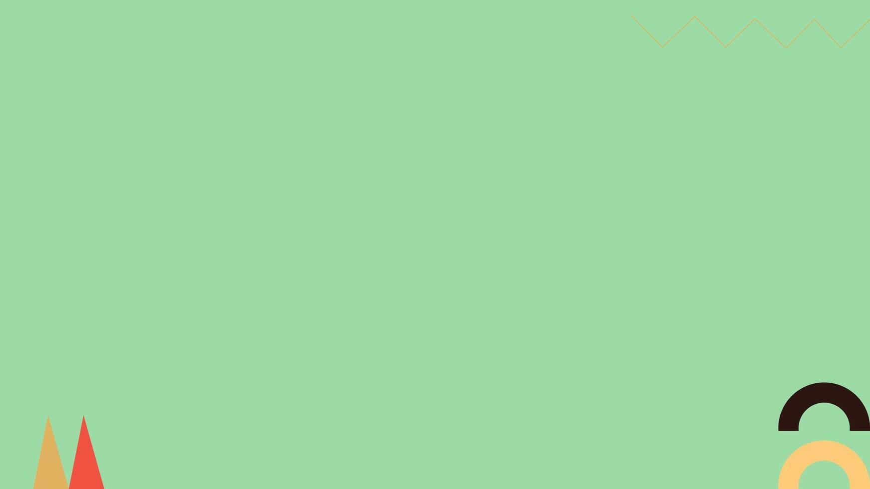 a green background with a few different colored shapes vector