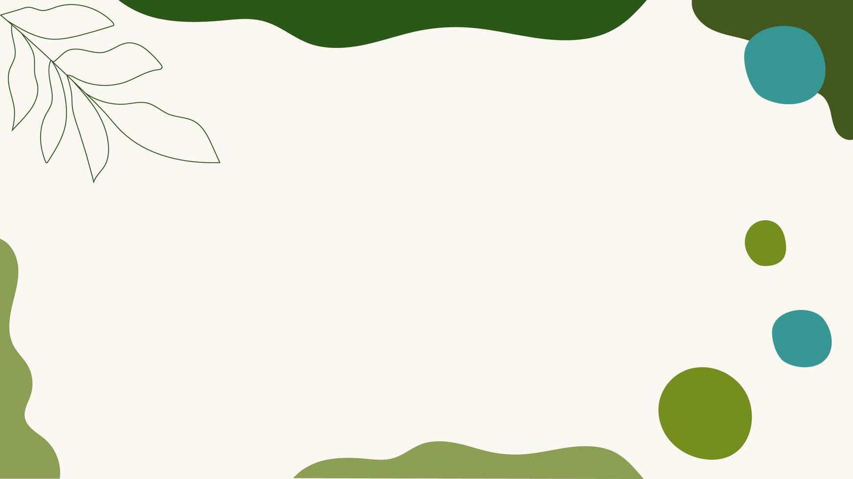 a green and blue background with leaves and circles vector