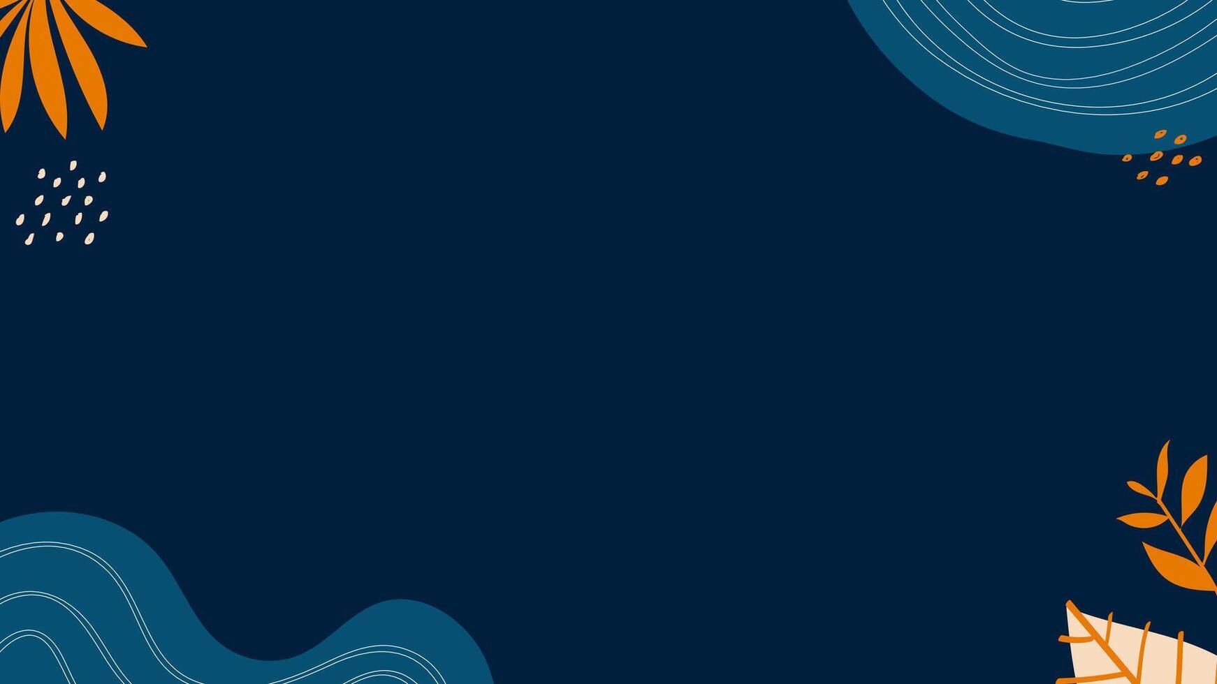 an orange and blue background with leaves vector