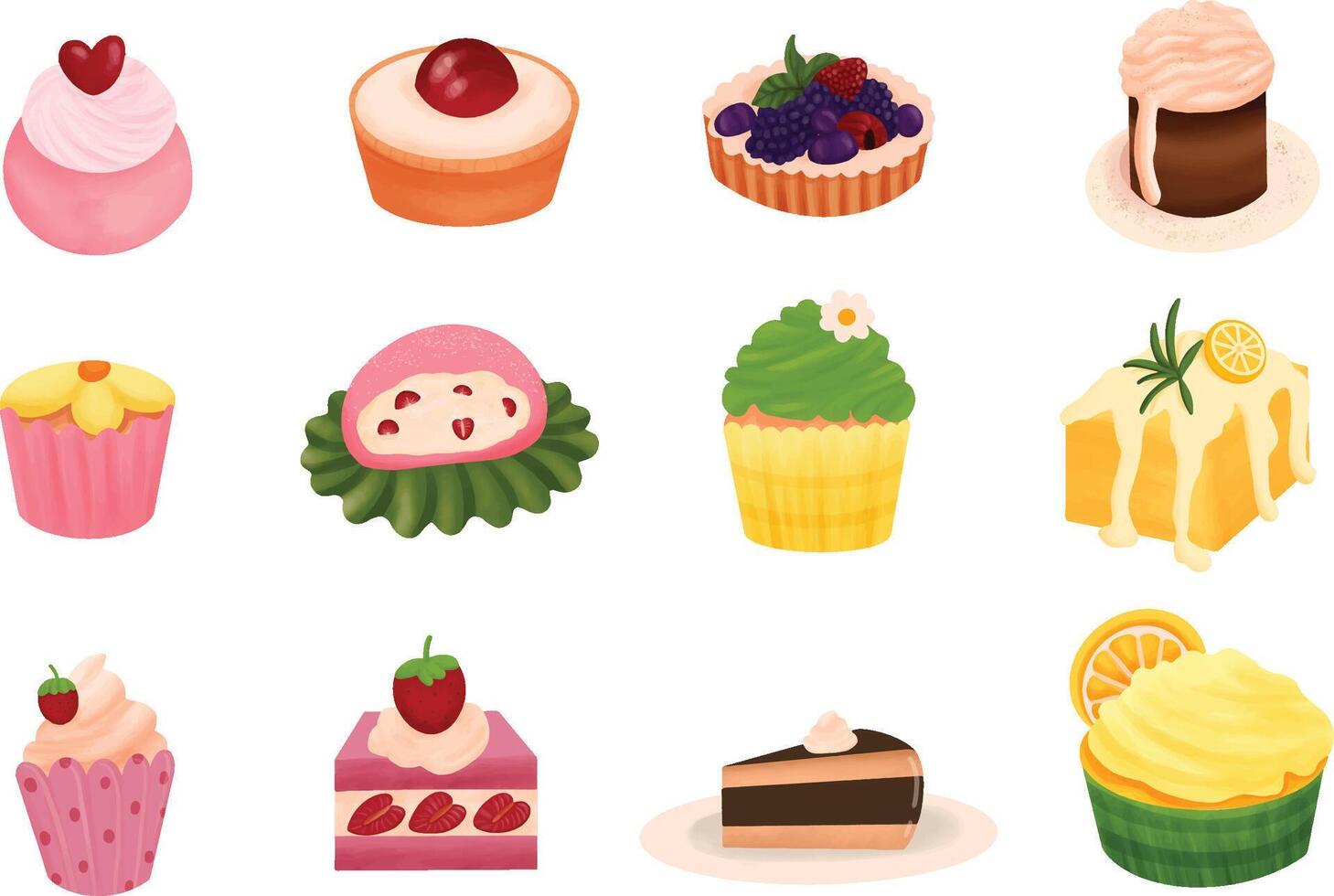 Various Dessert illustration vector