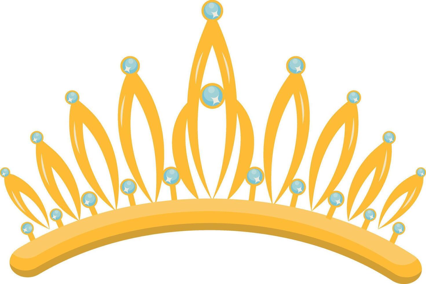 Gold Crown on White Background. Illustration in Glitter Cartoon Design. vector