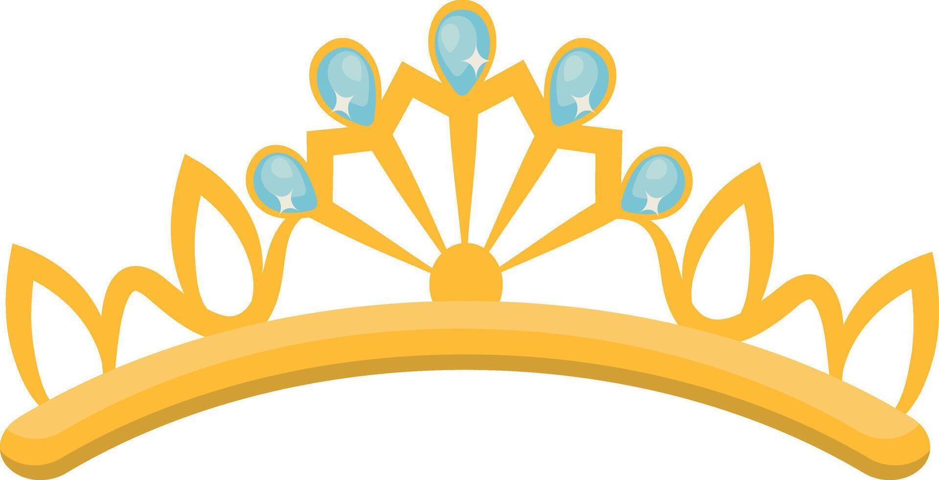 Gold Crown on White Background. Illustration in Glitter Cartoon Design. vector