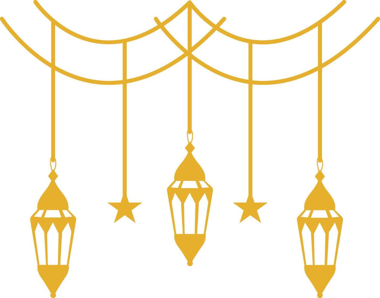 Ramadan Islamic Kareem Lantern Decoration. Isolated on White Background. Flat Illustration. vector