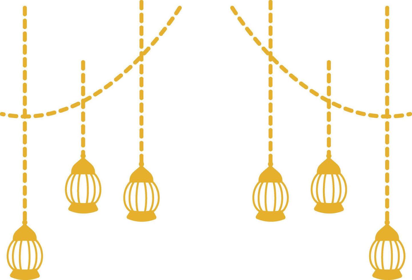Ramadan Islamic Kareem Lantern Decoration. Isolated on White Background. Flat Illustration. vector
