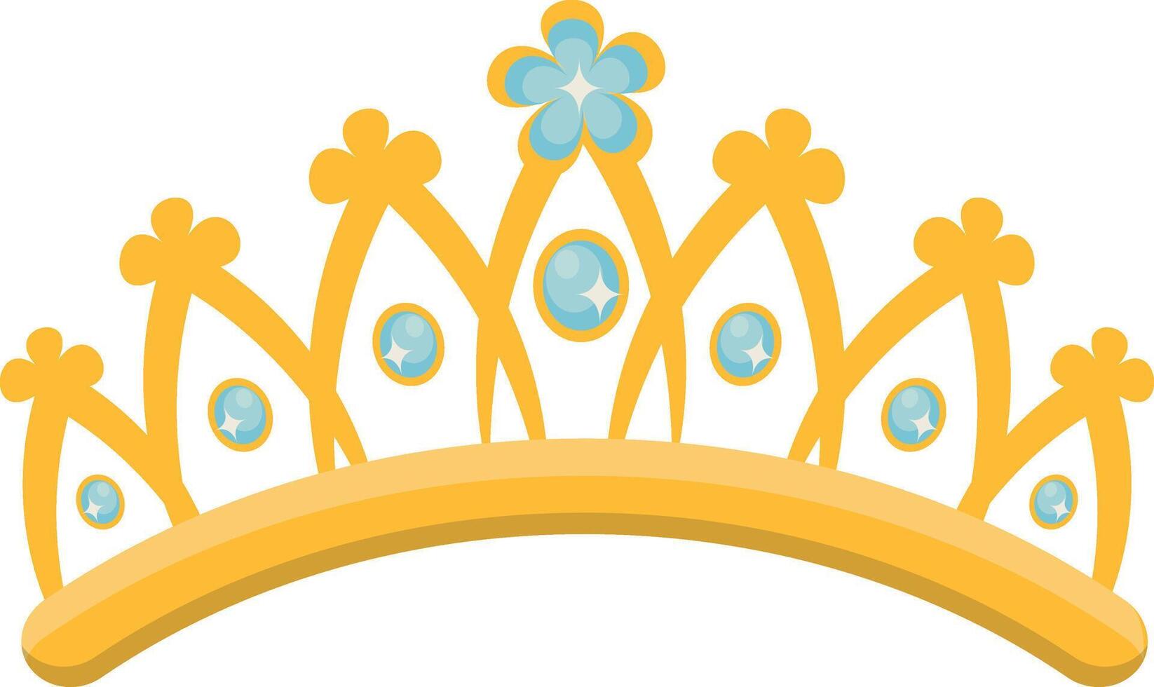 Gold Crown on White Background. Illustration in Glitter Cartoon Design. vector
