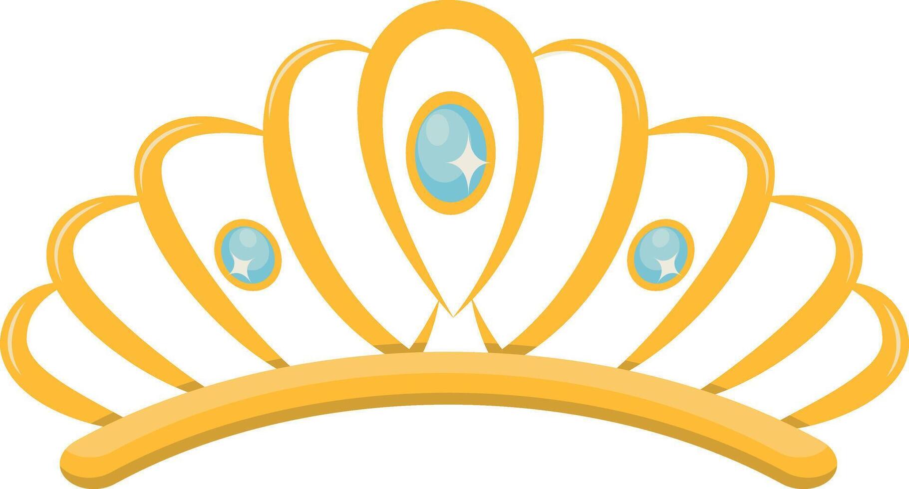 Gold Crown on White Background. Illustration in Glitter Cartoon Design. vector