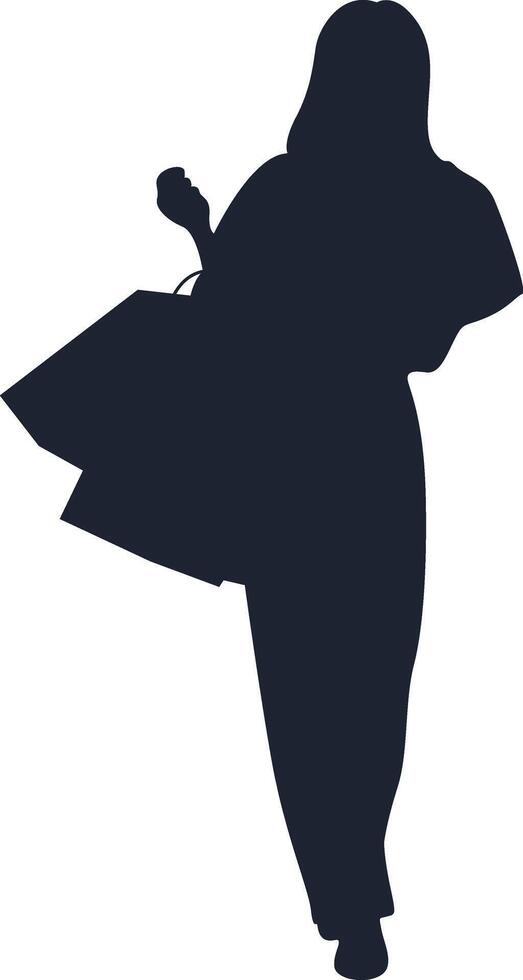 Women's Shopping Silhouette on White Background. Flat Illustration Design. vector