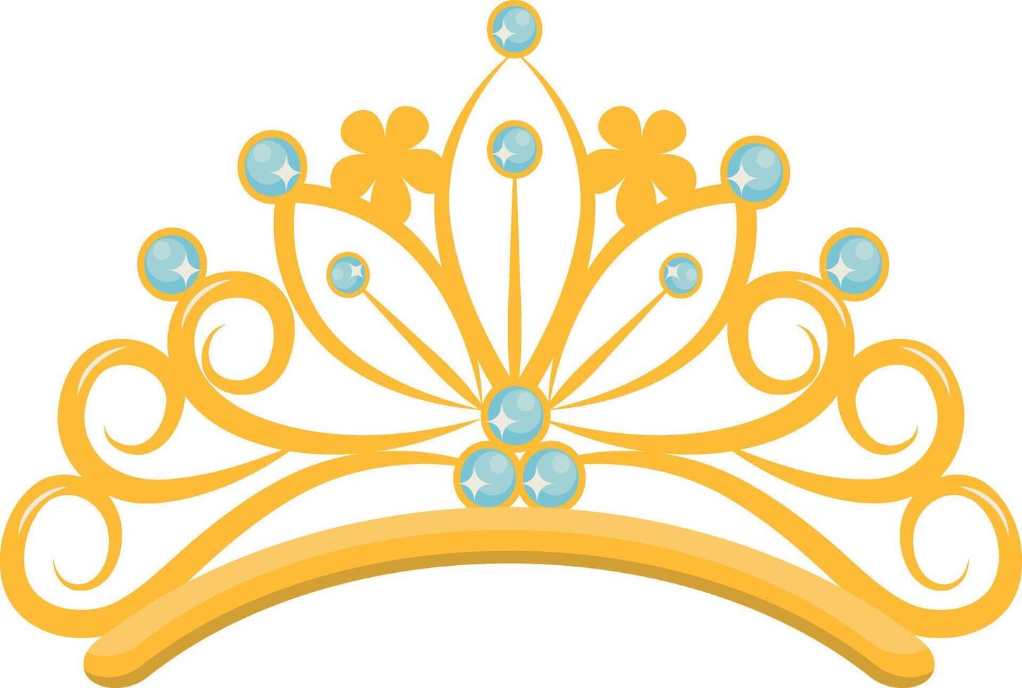 Gold Crown on White Background. Illustration in Glitter Cartoon Design. vector