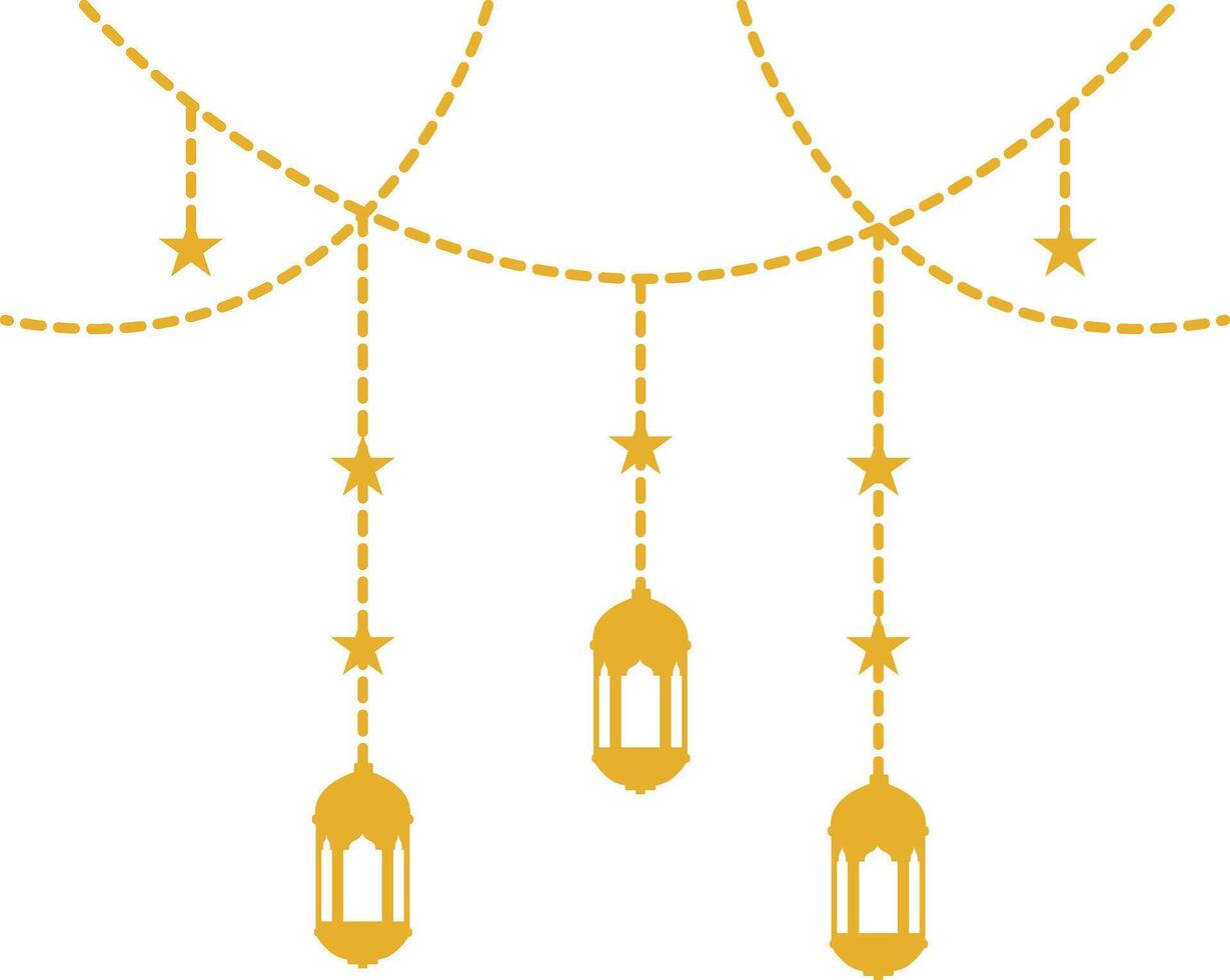 Ramadan Islamic Kareem Lantern Decoration. Isolated on White Background. Flat Illustration. vector