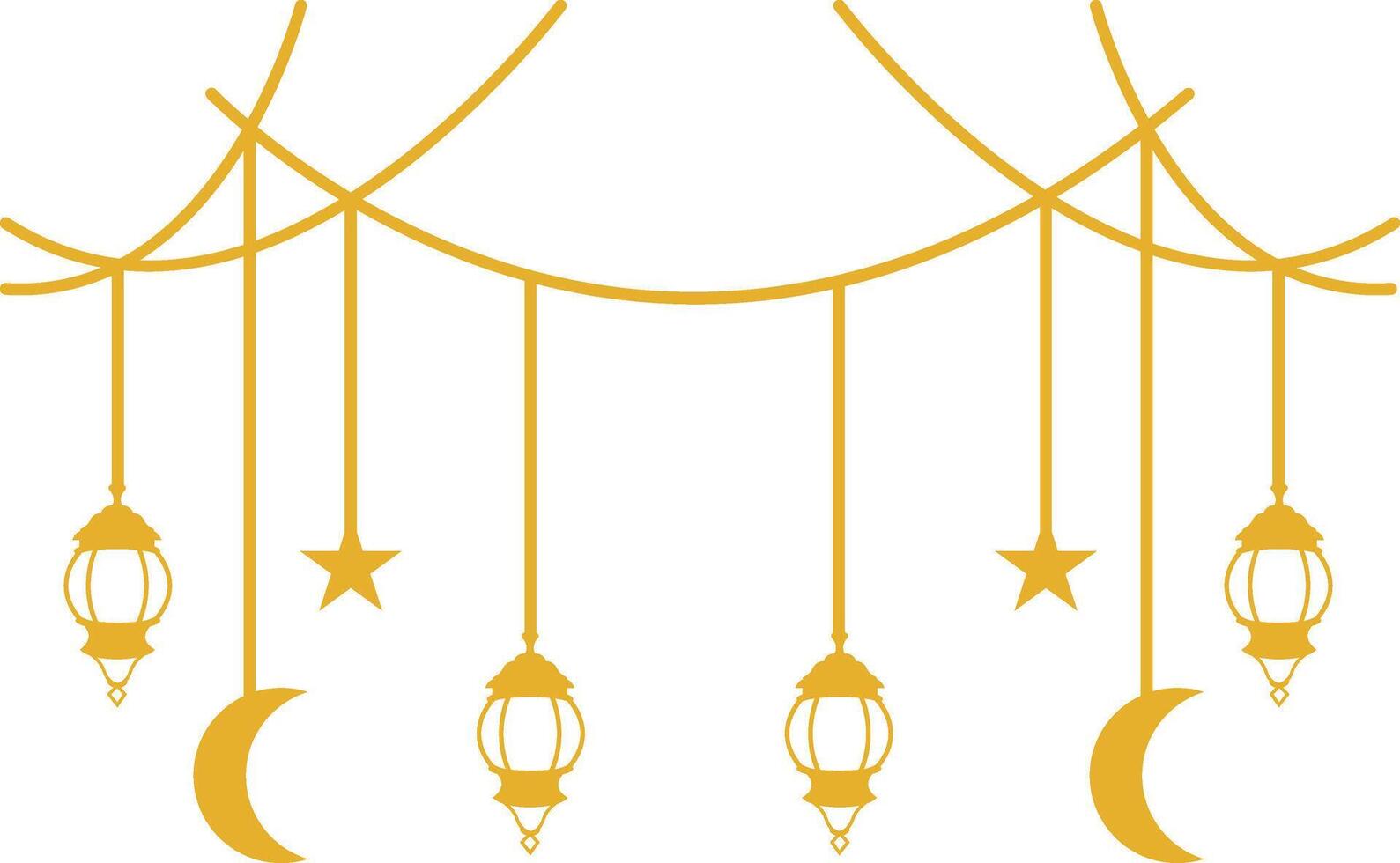 Ramadan Islamic Kareem Lantern Decoration. Isolated on White Background. Flat Illustration. vector