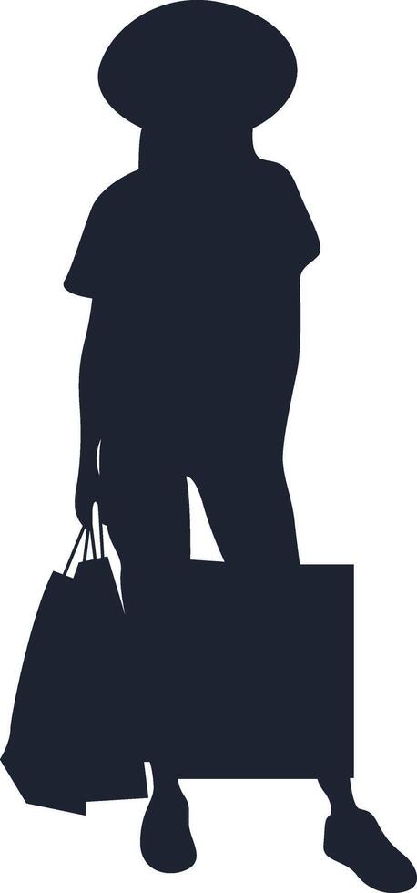 Women's Shopping Silhouette on White Background. Flat Illustration Design. vector