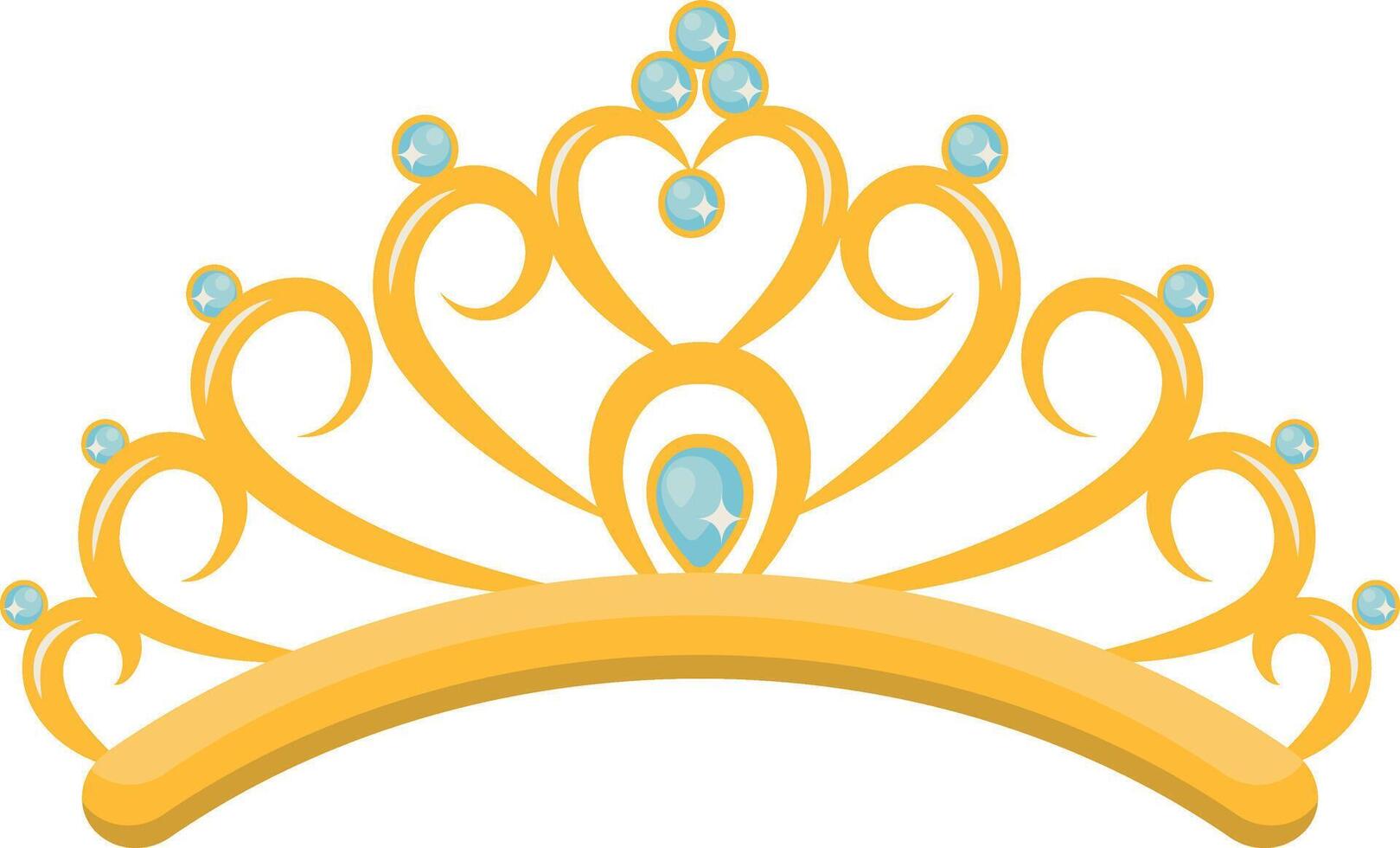 Gold Crown on White Background. Illustration in Glitter Cartoon Design. vector