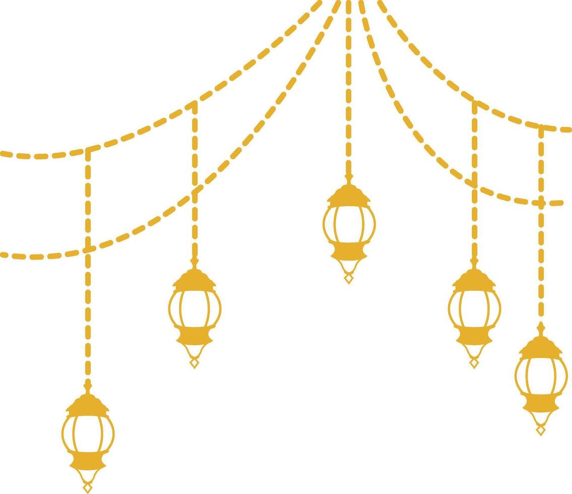 Ramadan Islamic Kareem Lantern Decoration. Isolated on White Background. Flat Illustration. vector