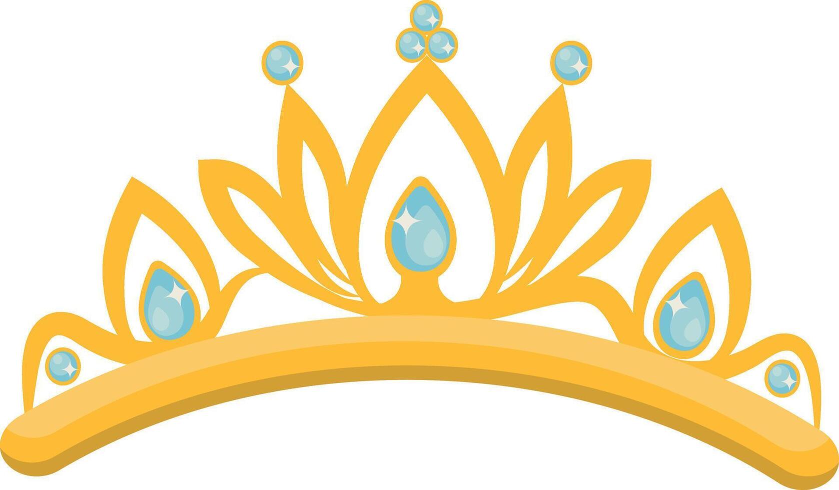 Gold Crown on White Background. Illustration in Glitter Cartoon Design. vector