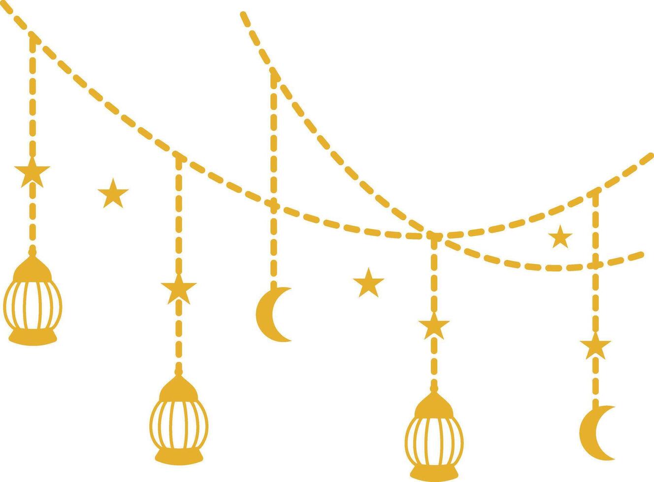 Ramadan Islamic Kareem Lantern Decoration. Isolated on White Background. Flat Illustration. vector