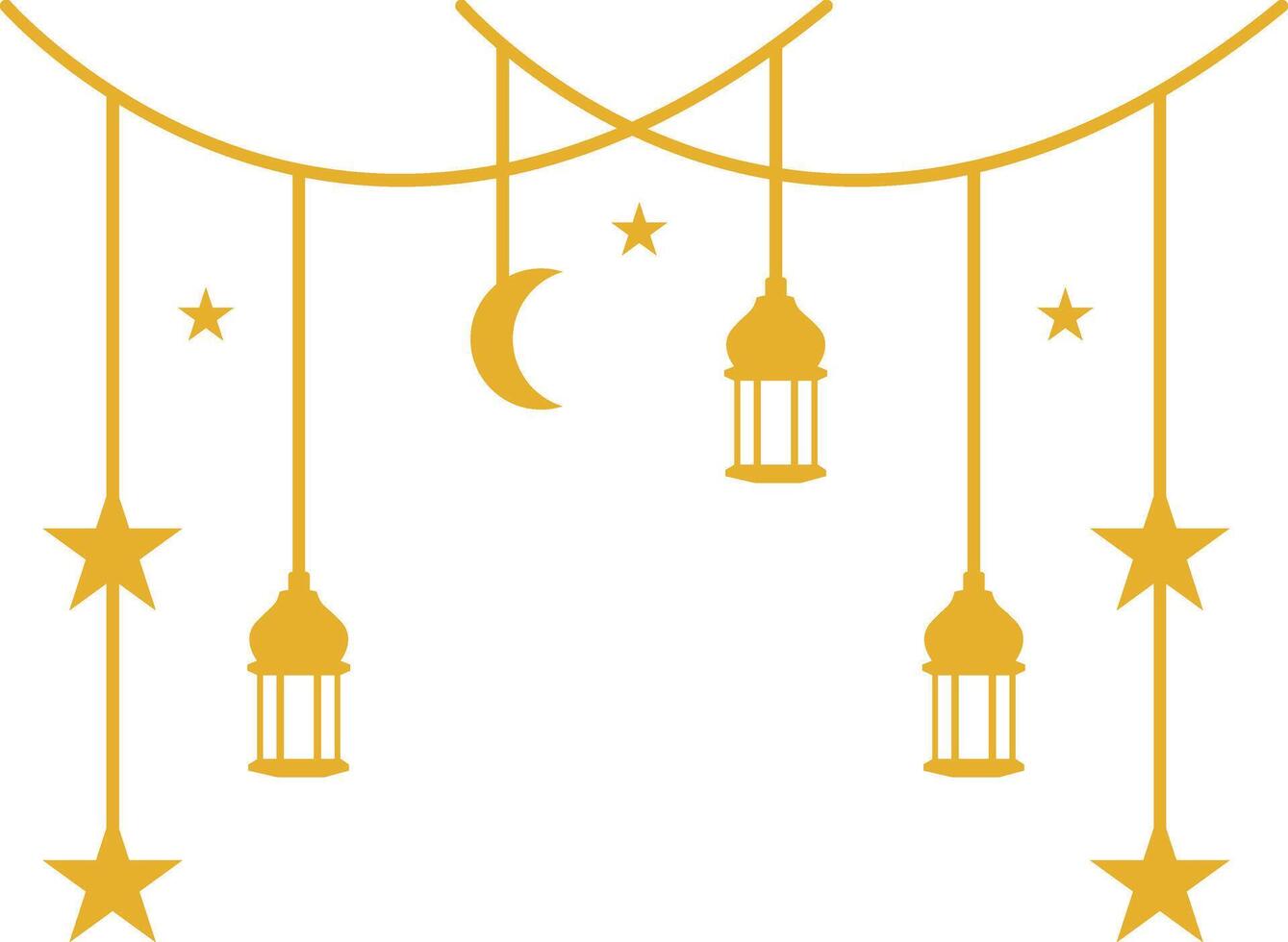 Ramadan Islamic Kareem Lantern Decoration. Isolated on White Background. Flat Illustration. vector
