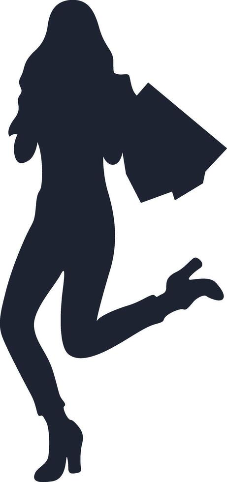 Women's Shopping Silhouette on White Background. Flat Illustration Design. vector
