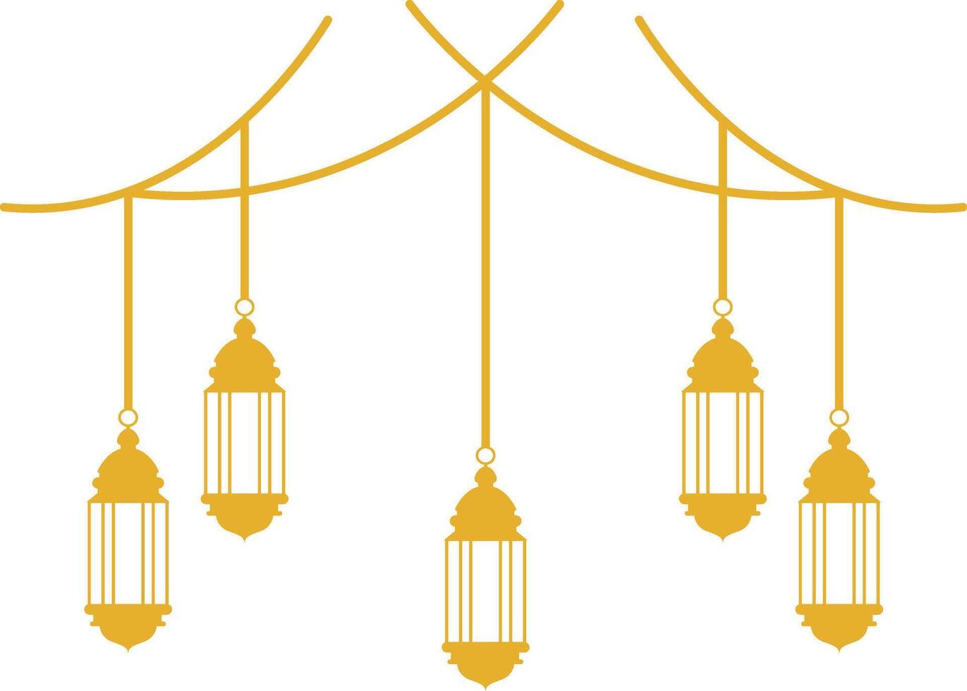 Ramadan Islamic Kareem Lantern Decoration. Isolated on White Background. Flat Illustration. vector