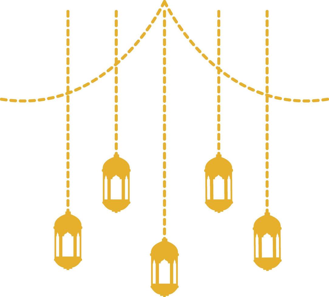 Ramadan Islamic Kareem Lantern Decoration. Isolated on White Background. Flat Illustration. vector