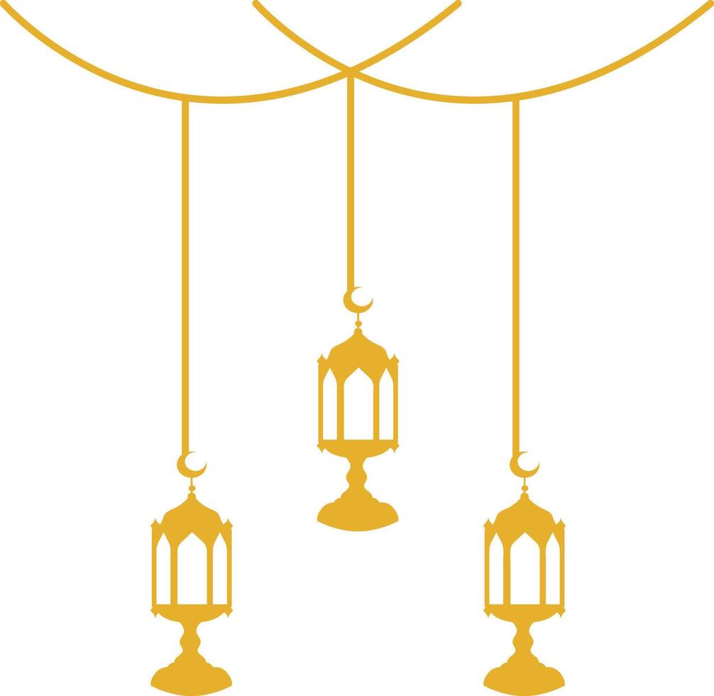 Ramadan Islamic Kareem Lantern Decoration. Isolated on White Background. Flat Illustration. vector