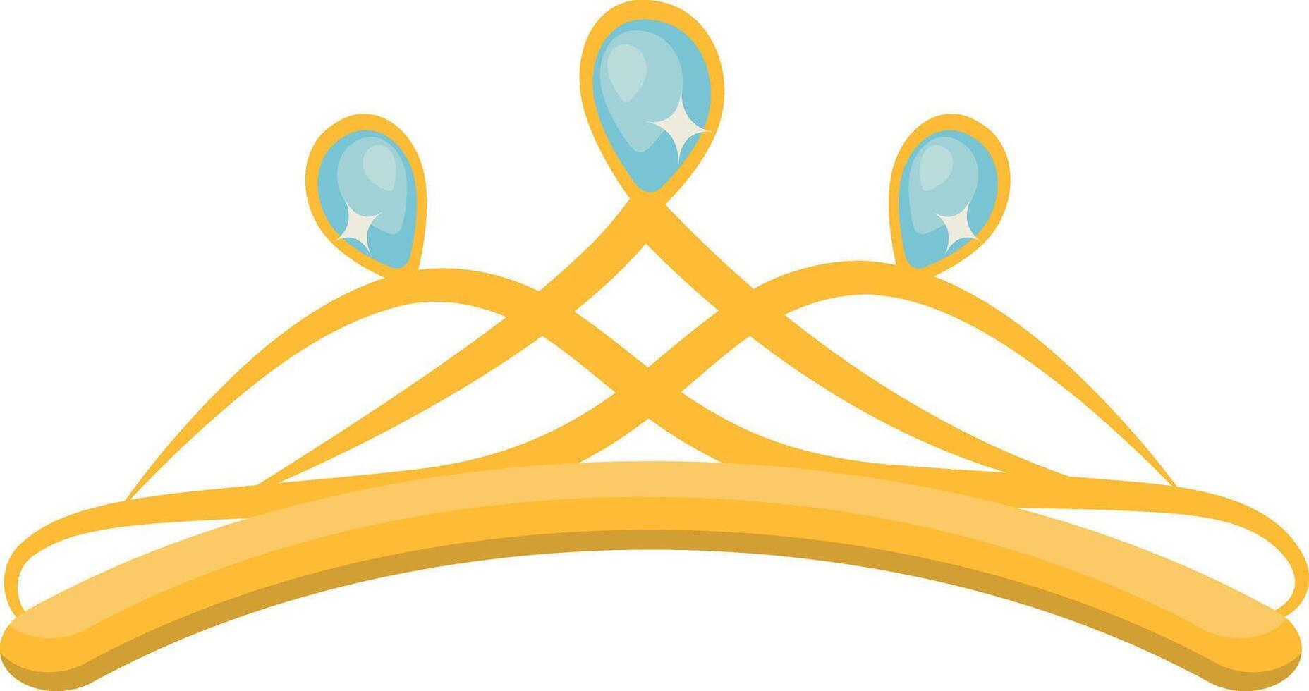 Gold Crown on White Background. Illustration in Glitter Cartoon Design. vector