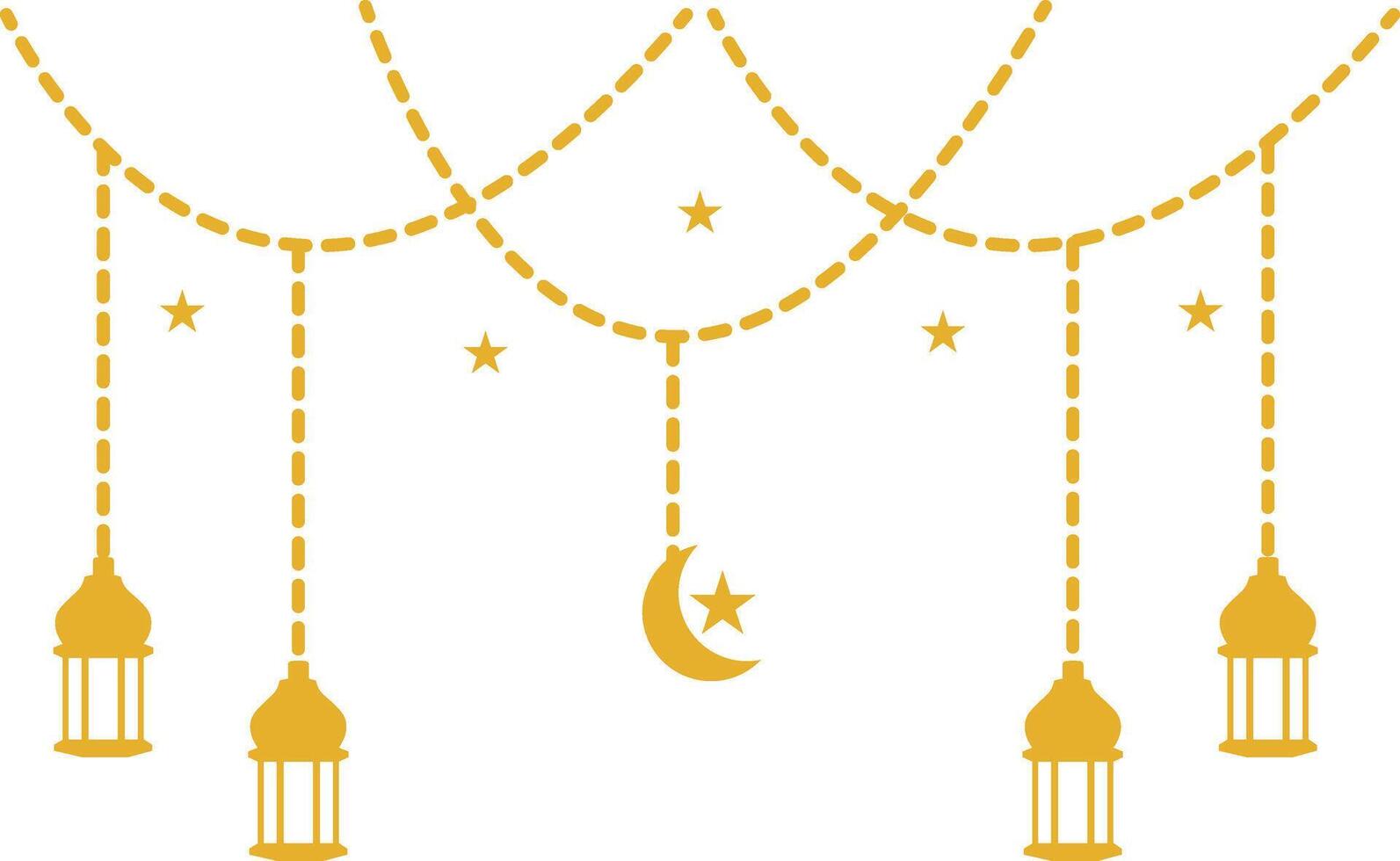 Ramadan Islamic Kareem Lantern Decoration. Isolated on White Background. Flat Illustration. vector