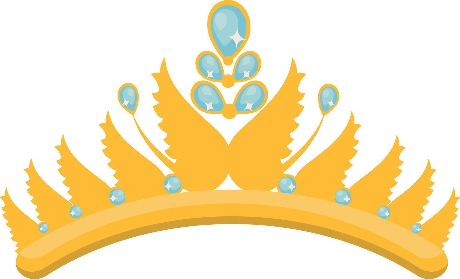 Gold Crown on White Background. Illustration in Glitter Cartoon Design. vector