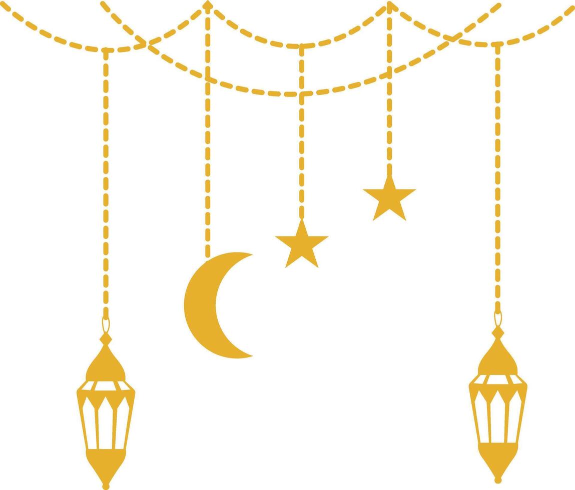 Ramadan Islamic Kareem Lantern Decoration. Isolated on White Background. Flat Illustration. vector