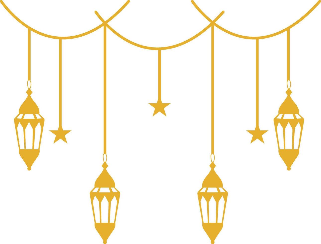 Ramadan Islamic Kareem Lantern Decoration. Isolated on White Background. Flat Illustration. vector