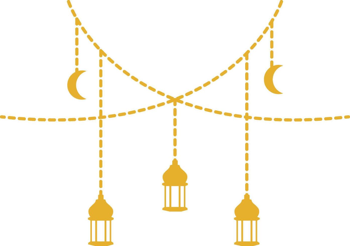 Ramadan Islamic Kareem Lantern Decoration. Isolated on White Background. Flat Illustration. vector