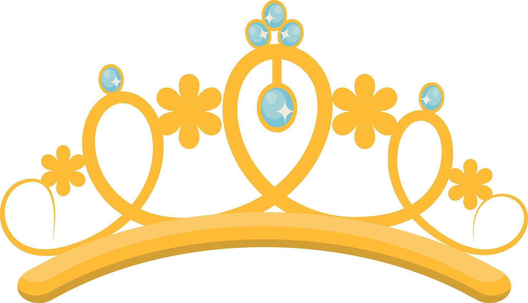 Gold Crown on White Background. Illustration in Glitter Cartoon Design. vector