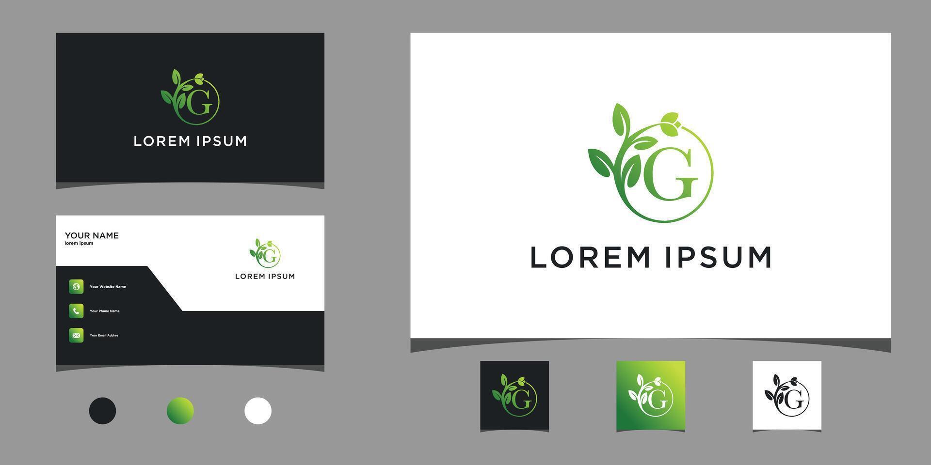 Minimalist botanical, initial letter G logo design. Premium vector