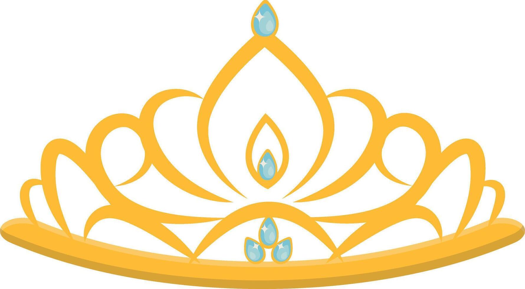 Gold Crown on White Background. Illustration in Glitter Cartoon Design. vector