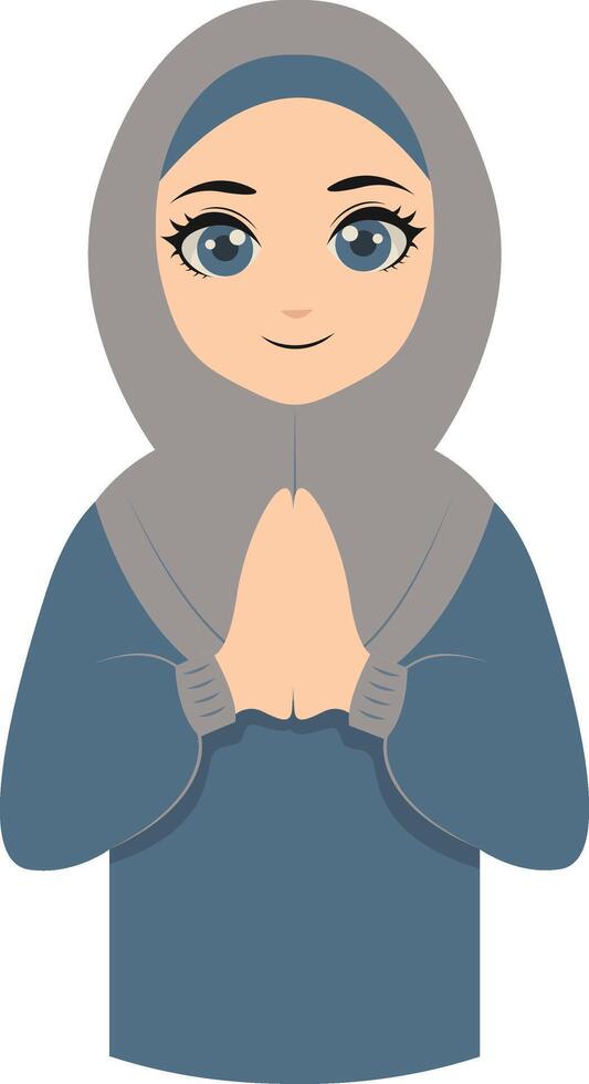Muslim Greeting Pose Eid Mubarak Character. Isolated Illustration Design. vector