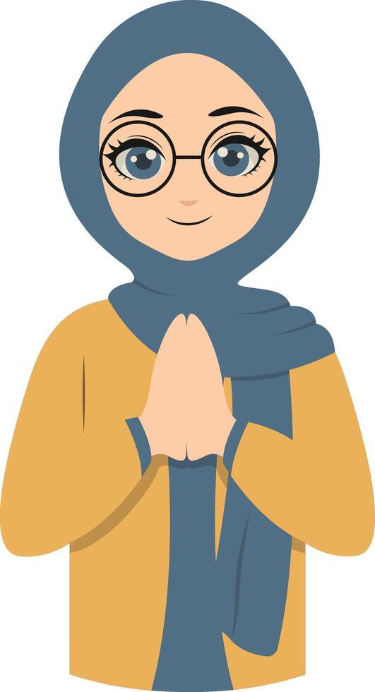 Muslim Greeting Pose Eid Mubarak Character. Isolated Illustration Design. vector