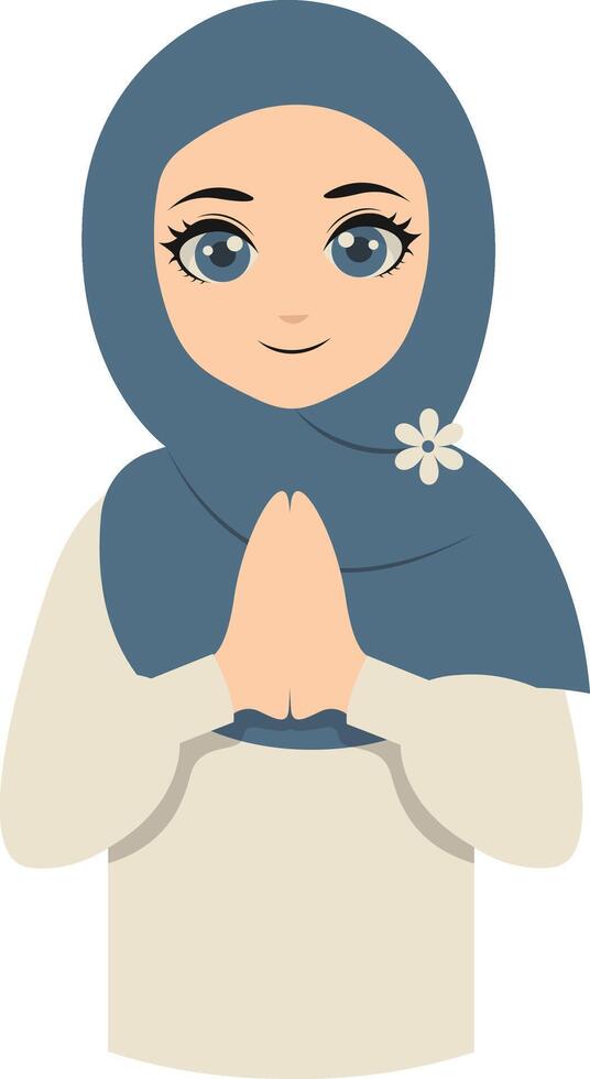 Muslim Greeting Pose Eid Mubarak Character. Isolated Illustration Design. vector