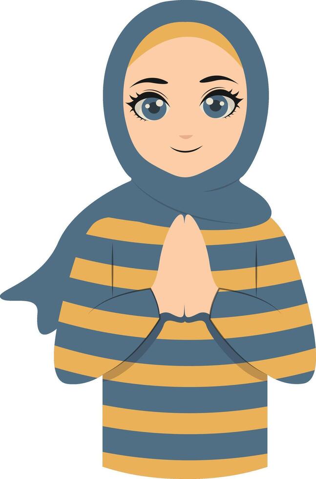 Muslim Greeting Pose Eid Mubarak Character. Isolated Illustration Design. vector