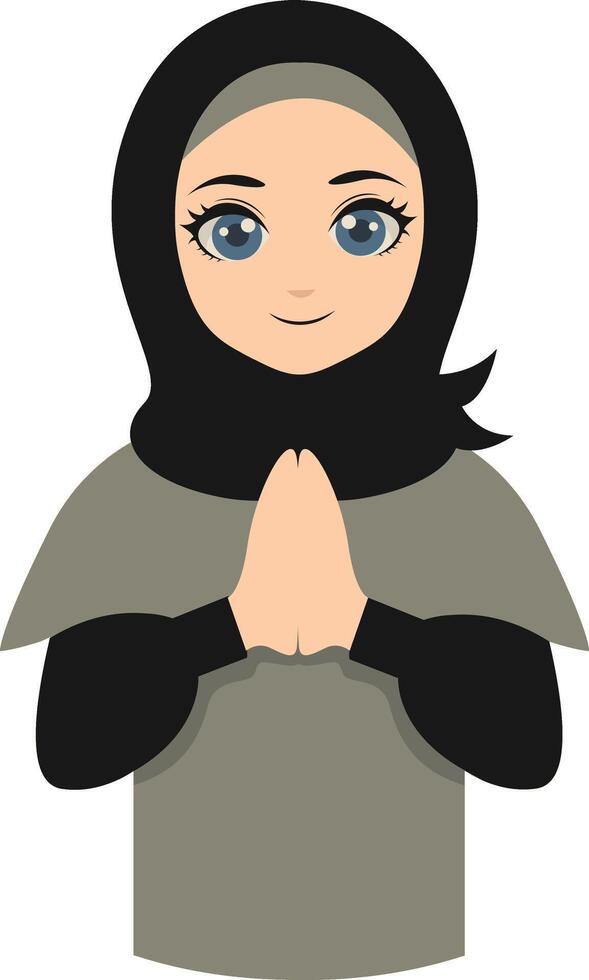Muslim Greeting Pose Eid Mubarak Character. Isolated Illustration Design. vector
