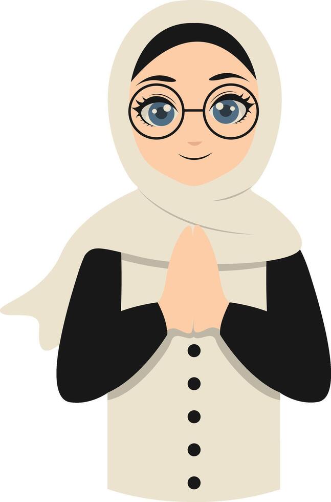 Muslim Greeting Pose Eid Mubarak Character. Isolated Illustration Design. vector