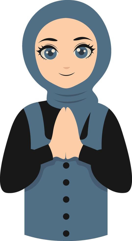Muslim Greeting Pose Eid Mubarak Character. Isolated Illustration Design. vector
