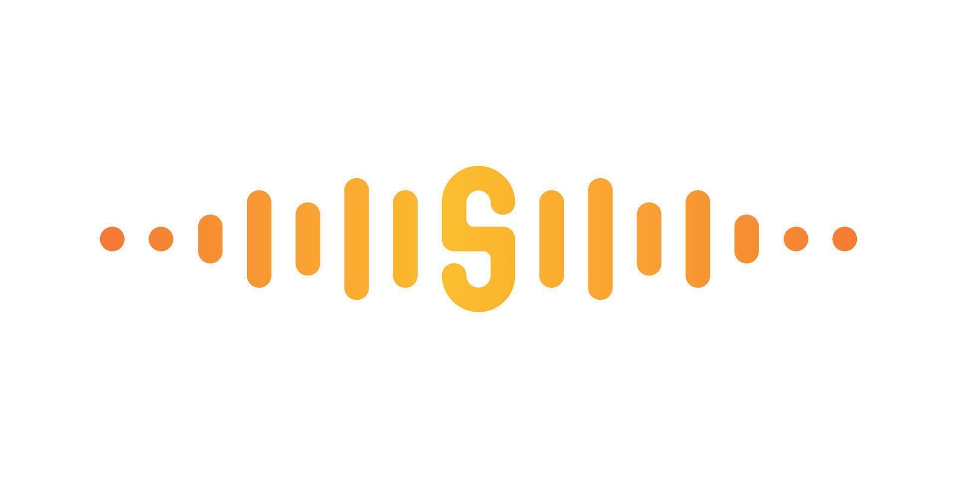 Letter S with pulse music player element. Audio wave logo design. Premium vector