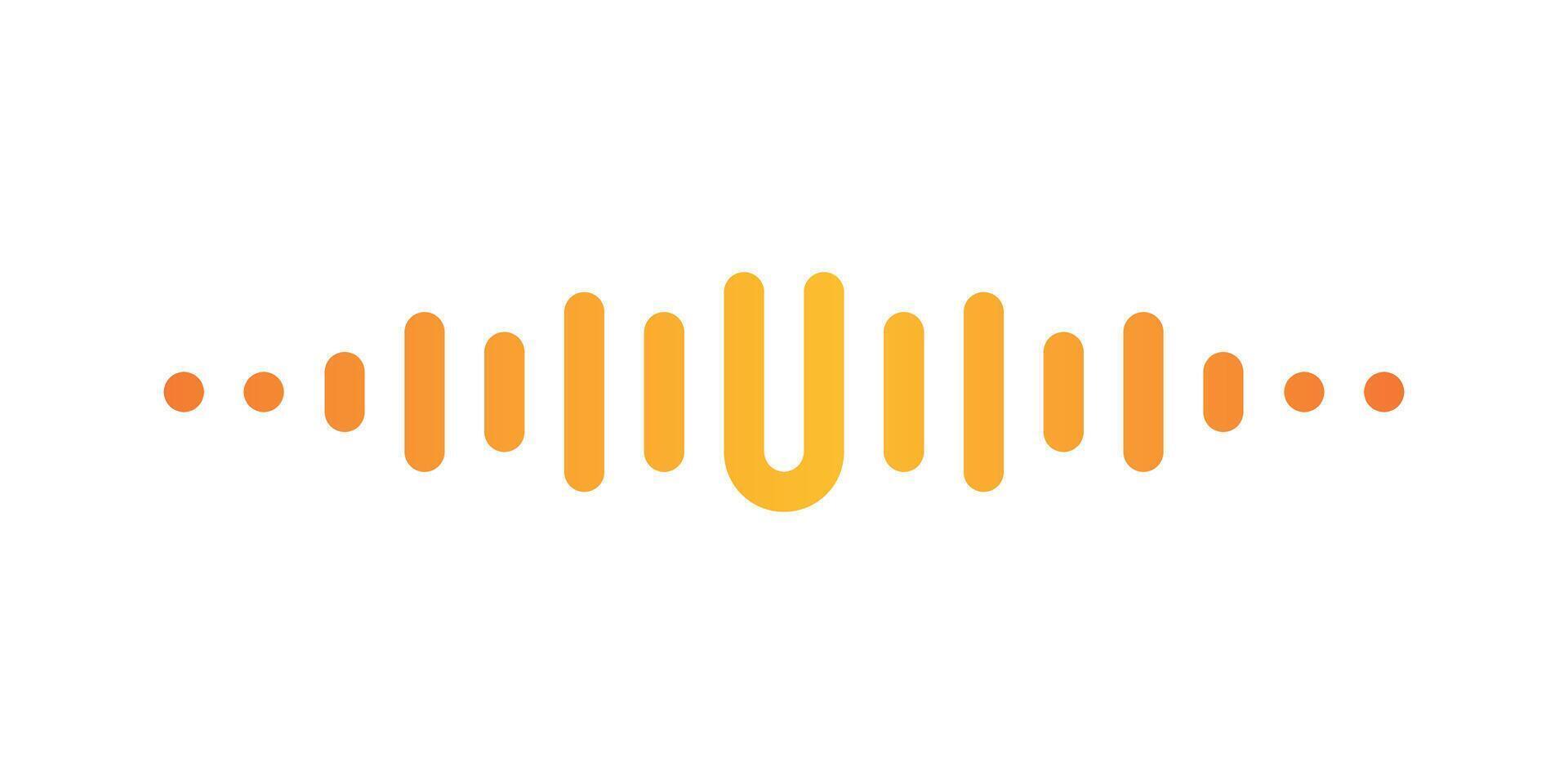Letter U with pulse music player element. Audio wave logo design. Premium vector